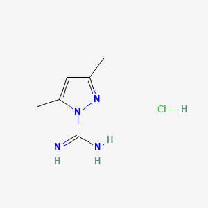 molecular formula C6H11ClN4 B1220299 Pyrazole-1-carboxamidine, 3,5-dimethyl-, monohydrochloride CAS No. 40027-64-3
