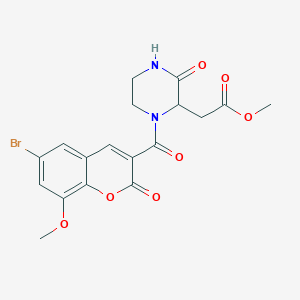 molecular formula C18H17BrN2O7 B12202999 methyl 2-[1-(6-bromo-8-methoxy-2-oxo-2H-chromene-3-carbonyl)-3-oxopiperazin-2-yl]acetate 