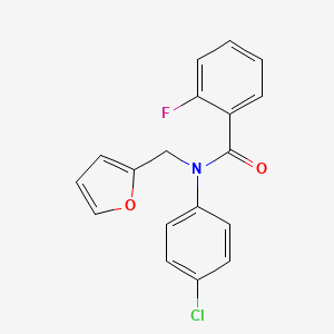 molecular formula C18H13ClFNO2 B12203041 N-(4-chlorophenyl)-2-fluoro-N-(furan-2-ylmethyl)benzamide 