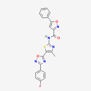 molecular formula C22H14FN5O3S B12203213 N-[(2E)-5-[3-(4-fluorophenyl)-1,2,4-oxadiazol-5-yl]-4-methyl-1,3-thiazol-2(3H)-ylidene]-5-phenyl-1,2-oxazole-3-carboxamide 