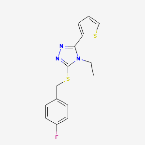 molecular formula C15H14FN3S2 B12203231 4-Ethyl-3-[(4-fluorophenyl)methylthio]-5-(2-thienyl)-1,2,4-triazole 