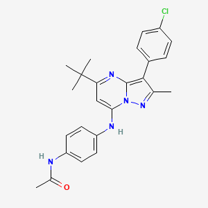molecular formula C25H26ClN5O B12203558 N-(4-{[5-tert-butyl-3-(4-chlorophenyl)-2-methylpyrazolo[1,5-a]pyrimidin-7-yl]amino}phenyl)acetamide 