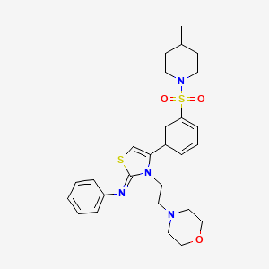 molecular formula C27H34N4O3S2 B12203641 N-[(2Z)-4-{3-[(4-methylpiperidin-1-yl)sulfonyl]phenyl}-3-[2-(morpholin-4-yl)ethyl]-1,3-thiazol-2(3H)-ylidene]aniline 