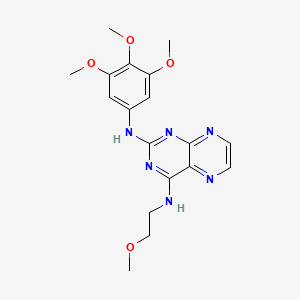 molecular formula C18H22N6O4 B12203658 N4-(2-methoxyethyl)-N2-(3,4,5-trimethoxyphenyl)pteridine-2,4-diamine 