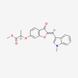 molecular formula C22H19NO5 B12203751 methyl 2-({(2Z)-2-[(1-methyl-1H-indol-3-yl)methylidene]-3-oxo-2,3-dihydro-1-benzofuran-6-yl}oxy)propanoate 