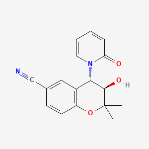 2H-1-Benzopyran-6-carbonitrile, 3,4-dihydro-3-hydroxy-2,2-dimethyl-4-(2-oxo-1(2H)-pyridinyl)-, trans-(+-)-