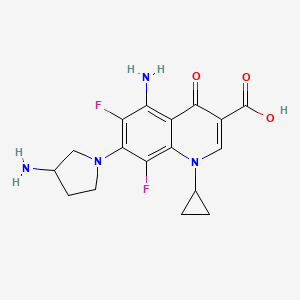molecular formula C17H18F2N4O3 B1220387 5-Amino-7-(3-amino-1-pyrrolidinyl)-1-cyclopropyl-6,8-difluoro-1,4-dihydro-4-oxo-3-quinolinecarboxylic acid CAS No. 112654-98-5