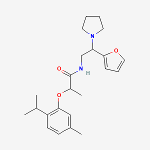 molecular formula C23H32N2O3 B12203980 N-[2-(furan-2-yl)-2-(pyrrolidin-1-yl)ethyl]-2-[5-methyl-2-(propan-2-yl)phenoxy]propanamide 