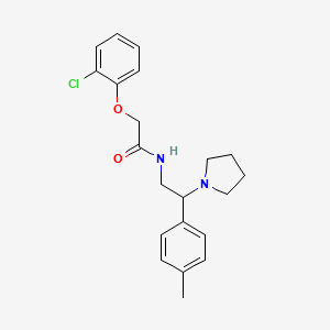molecular formula C21H25ClN2O2 B12204154 2-(2-chlorophenoxy)-N-[2-(4-methylphenyl)-2-(pyrrolidin-1-yl)ethyl]acetamide 
