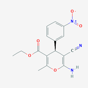 molecular formula C16H15N3O5 B1220419 ethyl 6-amino-5-cyano-2-methyl-4-(3-nitrophenyl)-4H-pyrano-3-carboxylate 