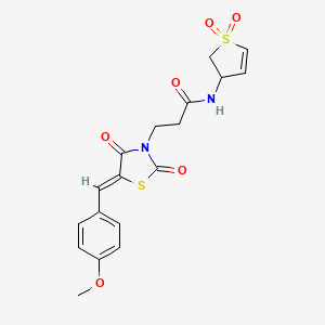 molecular formula C18H18N2O6S2 B12204275 N-(1,1-dioxido-2,3-dihydrothiophen-3-yl)-3-[(5Z)-5-(4-methoxybenzylidene)-2,4-dioxo-1,3-thiazolidin-3-yl]propanamide 