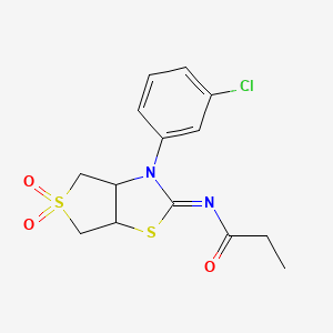molecular formula C14H15ClN2O3S2 B12204541 N-[(2Z)-3-(3-chlorophenyl)-5,5-dioxidotetrahydrothieno[3,4-d][1,3]thiazol-2(3H)-ylidene]propanamide 