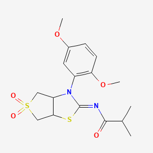 molecular formula C17H22N2O5S2 B12204542 N-[(2Z)-3-(2,5-dimethoxyphenyl)-5,5-dioxidotetrahydrothieno[3,4-d][1,3]thiazol-2(3H)-ylidene]-2-methylpropanamide 