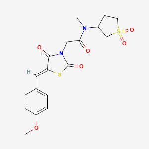 molecular formula C18H20N2O6S2 B12204623 N-(1,1-dioxidotetrahydrothiophen-3-yl)-2-[(5Z)-5-(4-methoxybenzylidene)-2,4-dioxo-1,3-thiazolidin-3-yl]-N-methylacetamide 