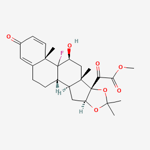molecular formula C25H31FO7 B1220465 methyl 2-[(1S,2S,4S,8S,9S,11S,13S)-12-fluoro-11-hydroxy-6,6,9,13-tetramethyl-16-oxo-5,7-dioxapentacyclo[10.8.0.02,9.04,8.013,18]icosa-14,17-dien-8-yl]-2-oxoacetate 