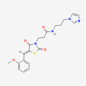 molecular formula C20H22N4O4S B12204735 N-[3-(1H-imidazol-1-yl)propyl]-3-[(5Z)-5-(2-methoxybenzylidene)-2,4-dioxo-1,3-thiazolidin-3-yl]propanamide 