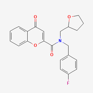 molecular formula C22H20FNO4 B12204756 N-(4-fluorobenzyl)-4-oxo-N-(tetrahydrofuran-2-ylmethyl)-4H-chromene-2-carboxamide 