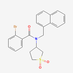 molecular formula C22H20BrNO3S B12204793 Benzamide, 2-bromo-N-(1-naphthalenylmethyl)-N-(tetrahydro-1,1-dioxido-3-thienyl)- CAS No. 942811-01-0