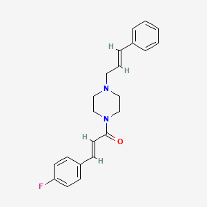 molecular formula C22H23FN2O B12204841 1-[(2E)-3-(4-fluorophenyl)prop-2-enoyl]-4-[(2E)-3-phenylprop-2-enyl]piperazine 