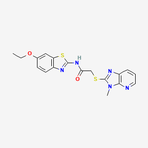 molecular formula C18H17N5O2S2 B1220493 N-(6-ethoxy-1,3-benzothiazol-2-yl)-2-[(3-methyl-2-imidazo[4,5-b]pyridinyl)thio]acetamide 