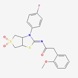 molecular formula C20H19FN2O4S2 B12204945 N-[(2E)-3-(4-fluorophenyl)-5,5-dioxidotetrahydrothieno[3,4-d][1,3]thiazol-2(3H)-ylidene]-2-(2-methoxyphenyl)acetamide 