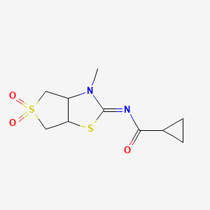 molecular formula C10H14N2O3S2 B12204952 N-[(2Z)-3-methyl-5,5-dioxidotetrahydrothieno[3,4-d][1,3]thiazol-2(3H)-ylidene]cyclopropanecarboxamide 