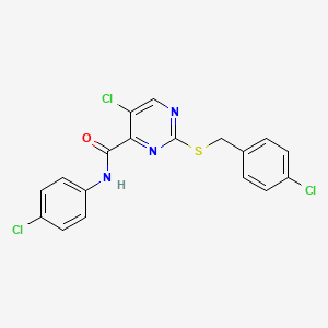molecular formula C18H12Cl3N3OS B12205129 5-chloro-2-[(4-chlorobenzyl)sulfanyl]-N-(4-chlorophenyl)pyrimidine-4-carboxamide 