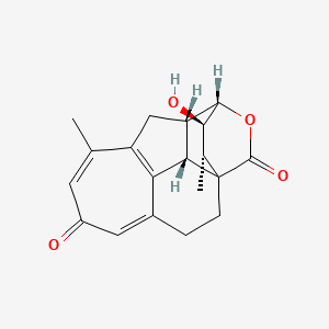 molecular formula C19H20O4 B1220513 (11S,12S,13S,16R,17R)-17-hydroxy-8,16-dimethyl-14-oxapentacyclo[11.2.2.19,12.01,11.04,10]octadeca-4,7,9-triene-6,15-dione CAS No. 73213-63-5