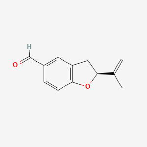 molecular formula C12H12O2 B1220525 2,3-Dihydro-2-(1-methylethenyl)-5-benzofurancarboxaldehyde CAS No. 63587-64-4