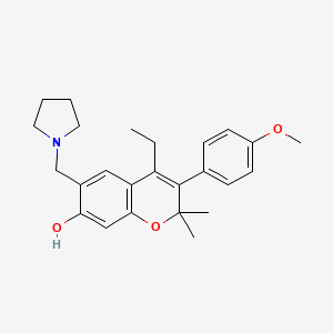 2,2-Dimethyl-3-(4-methoxyphenyl)-4-ethyl-6-(1-pyrrolidinylmethyl)-2H-1-benzopyran-7-ol