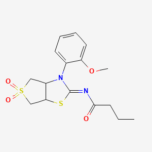 molecular formula C16H20N2O4S2 B12205904 N-[(2Z)-3-(2-methoxyphenyl)-5,5-dioxidotetrahydrothieno[3,4-d][1,3]thiazol-2(3H)-ylidene]butanamide 