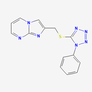 molecular formula C14H11N7S B1220597 2-[[(1-Phenyl-5-tetrazolyl)thio]methyl]imidazo[1,2-a]pyrimidine 
