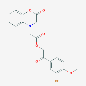 molecular formula C19H16BrNO6 B1220599 2-(2-oxo-3H-1,4-benzoxazin-4-yl)acetic acid [2-(3-bromo-4-methoxyphenyl)-2-oxoethyl] ester 