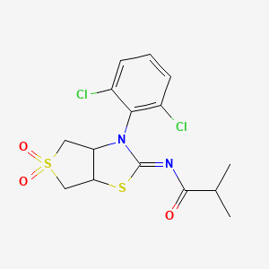 molecular formula C15H16Cl2N2O3S2 B12206013 N-[(2Z)-3-(2,6-dichlorophenyl)-5,5-dioxidotetrahydrothieno[3,4-d][1,3]thiazol-2(3H)-ylidene]-2-methylpropanamide 
