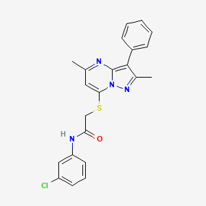 molecular formula C22H19ClN4OS B12206040 N-(3-chlorophenyl)-2-[(2,5-dimethyl-3-phenylpyrazolo[1,5-a]pyrimidin-7-yl)sulfanyl]acetamide 
