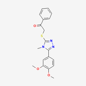 molecular formula C19H19N3O3S B12206166 2-((5-(3,4-dimethoxyphenyl)-4-methyl-4H-1,2,4-triazol-3-yl)thio)-1-phenylethanone 