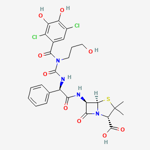 B1220629 (2s,5r,6r)-6-{[(2r)-2-{[(2,5-Dichloro-3,4-dihydroxybenzoyl)(3-hydroxypropyl)carbamoyl]amino}-2-phenylacetyl]amino}-3,3-dimethyl-7-oxo-4-thia-1-azabicyclo[3.2.0]heptane-2-carboxylic acid CAS No. 92773-66-5
