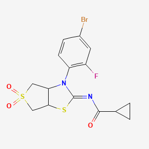 molecular formula C15H14BrFN2O3S2 B12206293 N-[(2Z)-3-(4-bromo-2-fluorophenyl)-5,5-dioxidotetrahydrothieno[3,4-d][1,3]thiazol-2(3H)-ylidene]cyclopropanecarboxamide 