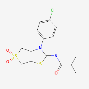 molecular formula C15H17ClN2O3S2 B12206313 N-[(2Z)-3-(4-chlorophenyl)-5,5-dioxidotetrahydrothieno[3,4-d][1,3]thiazol-2(3H)-ylidene]-2-methylpropanamide 