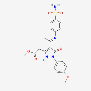 molecular formula C21H22N4O6S B12206427 methyl [(4Z)-1-(4-methoxyphenyl)-5-oxo-4-{1-[(4-sulfamoylphenyl)amino]ethylidene}-4,5-dihydro-1H-pyrazol-3-yl]acetate 