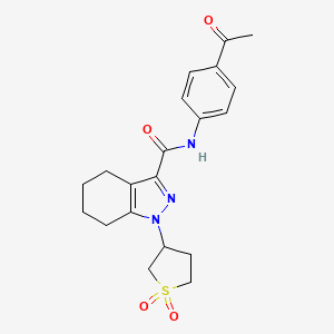molecular formula C20H23N3O4S B12206438 N-(4-acetylphenyl)-1-(1,1-dioxidotetrahydrothiophen-3-yl)-4,5,6,7-tetrahydro-1H-indazole-3-carboxamide 