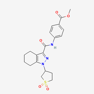 molecular formula C20H23N3O5S B12206514 methyl 4-({[1-(1,1-dioxidotetrahydrothiophen-3-yl)-4,5,6,7-tetrahydro-1H-indazol-3-yl]carbonyl}amino)benzoate 