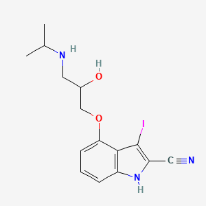 1H-Indole-2-carbonitrile, 4-(2-hydroxy-3-((1-methylethyl)amino)propoxy)-3-iodo-