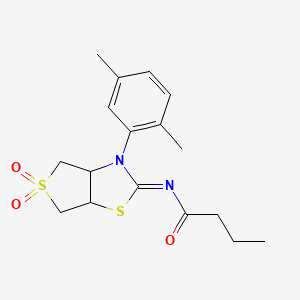 molecular formula C17H22N2O3S2 B12206694 N-[(2Z)-3-(2,5-dimethylphenyl)-5,5-dioxidotetrahydrothieno[3,4-d][1,3]thiazol-2(3H)-ylidene]butanamide 
