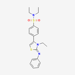 molecular formula C21H25N3O2S2 B12206700 N,N-diethyl-4-(3-ethyl-2-phenylimino-1,3-thiazol-4-yl)benzenesulfonamide CAS No. 7026-94-0