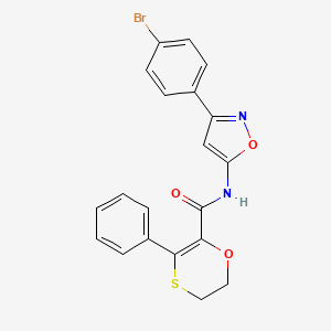 molecular formula C20H15BrN2O3S B12206752 N-[3-(4-bromophenyl)-1,2-oxazol-5-yl]-3-phenyl-5,6-dihydro-1,4-oxathiine-2-carboxamide 