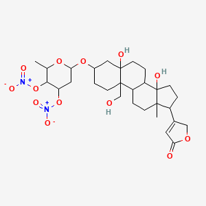 molecular formula C29H42N2O13 B1220682 [6-[[5,14-dihydroxy-10-(hydroxymethyl)-13-methyl-17-(5-oxo-2H-furan-3-yl)-2,3,4,6,7,8,9,11,12,15,16,17-dodecahydro-1H-cyclopenta[a]phenanthren-3-yl]oxy]-2-methyl-3-nitrooxyoxan-4-yl] nitrate CAS No. 51943-33-0