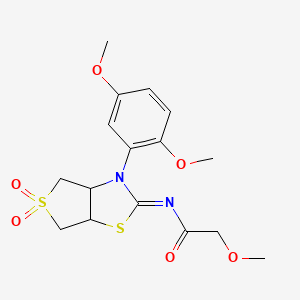 molecular formula C16H20N2O6S2 B12206939 N-[(2Z)-3-(2,5-dimethoxyphenyl)-5,5-dioxidotetrahydrothieno[3,4-d][1,3]thiazol-2(3H)-ylidene]-2-methoxyacetamide 
