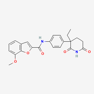 molecular formula C23H22N2O5 B12206982 N-[4-(3-ethyl-2,6-dioxopiperidin-3-yl)phenyl]-7-methoxy-1-benzofuran-2-carboxamide 