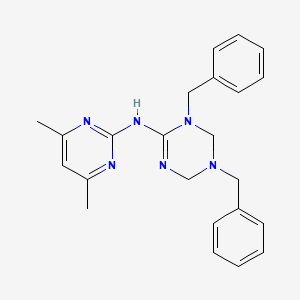 N-(4,6-dimethyl-2-pyrimidinyl)-1,3-bis(phenylmethyl)-2,4-dihydro-1,3,5-triazin-6-amine